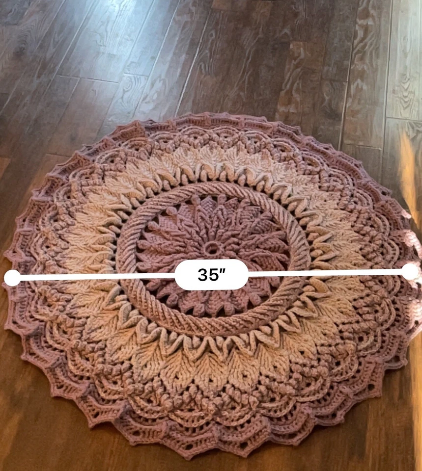 Alfombra redonda de algodón hecha a mano - Alfombra de ganchillo - Fibra natural - Hecha en EE. UU. Foto 2 de 4