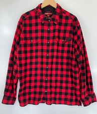 Eastern Mountain Sports Men's Shirt XL Red Black Buffalo Plaid Button Up