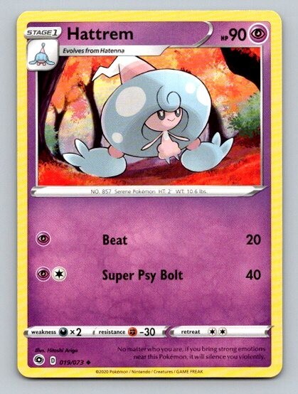 2020 Pokemon Card Champions Path Hattrem 19/73