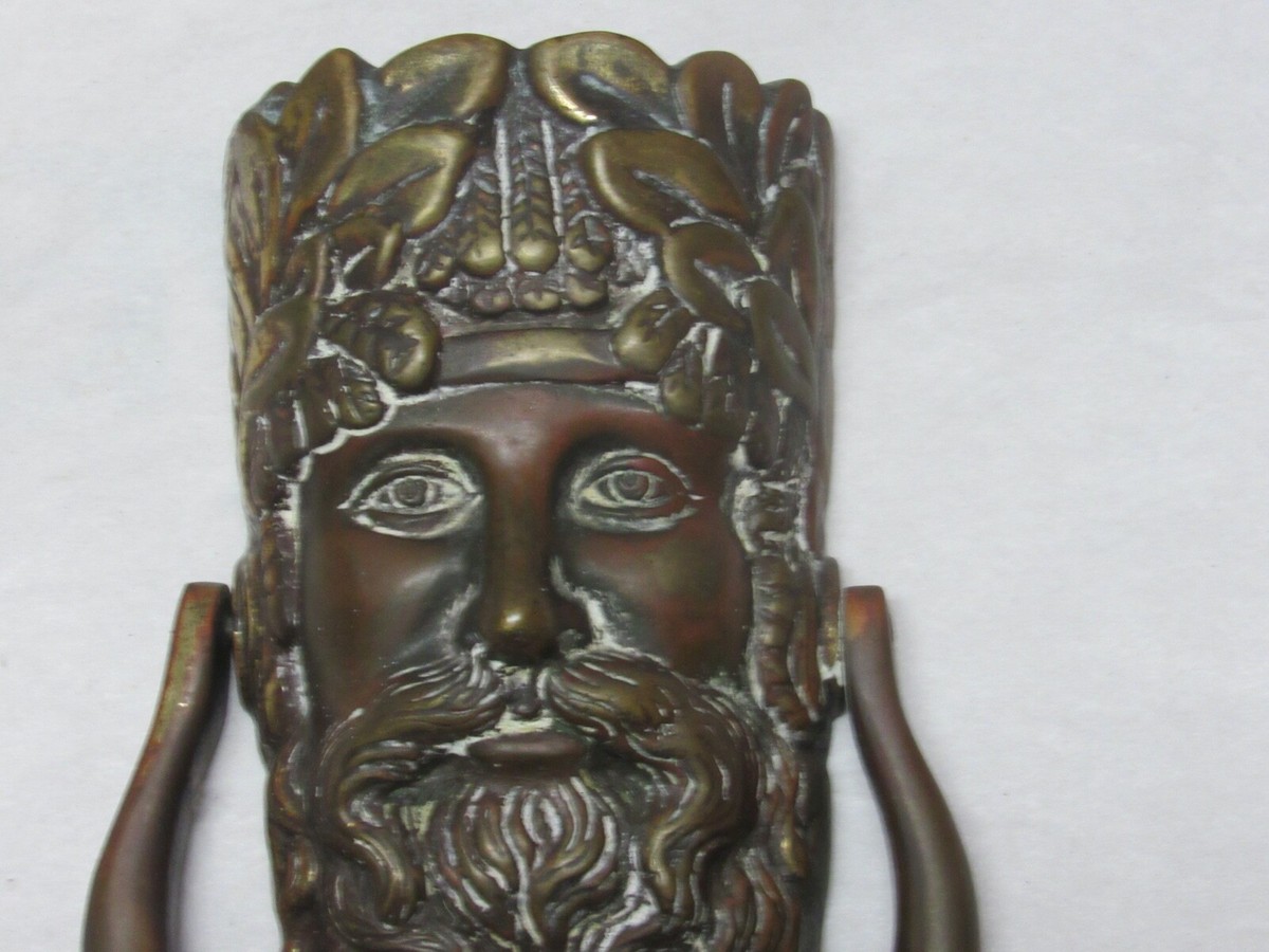 19th Century Northwind Face Heavy Brass Door Knocker West Wind