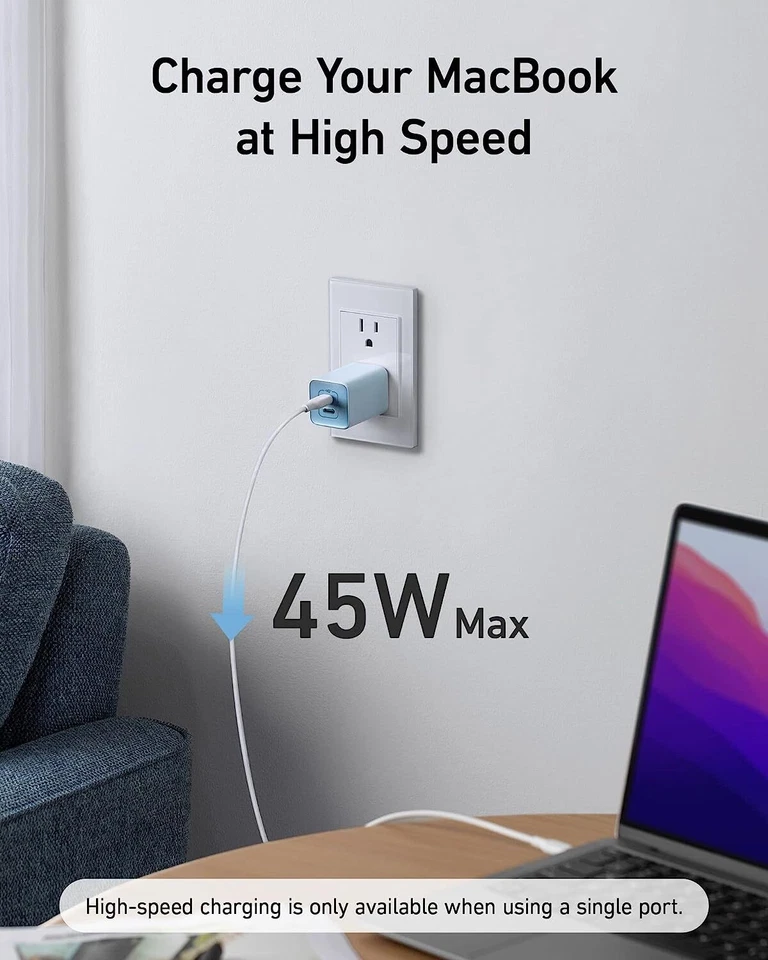 Cargador de Pared Anker Nano 3 USB-C 47W 2 Puertos Carga Rápida GaN para iPhone 14/Galaxy Foto 3 de 4