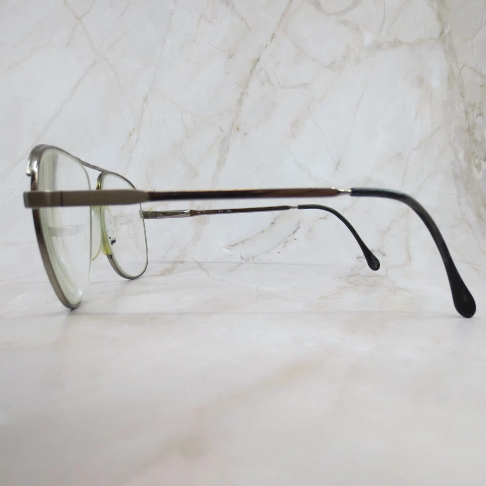 Marco de gafas Luxottica Stuart para hombre de metal marrón aviador borde completo 58-17-150 Foto 3 de 4