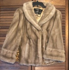 Vintage Tissavel Womens Fur Coat Brown Shawl Collar Hook Front