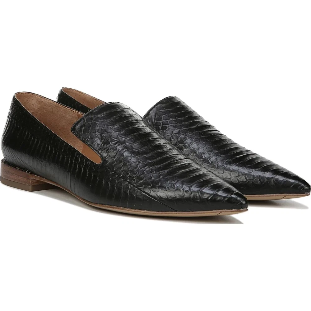Topaz Black Snake Print Leather Franco Sarto Loafer Flats eBay