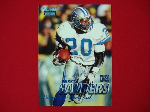 BARRY SANDERS 1997 FLEER TRADITIONS TIFFANY LEAGUE LEADER #20 PARALLEL INSERT