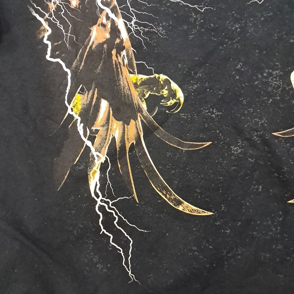 Vtg Double Bald Eagle Lightening Storm Graphic Men's XXL Black Shirt eBay