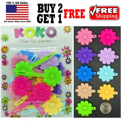 Girls Kids Spring Color Daisy Flower Hair Barrette Snap Clips