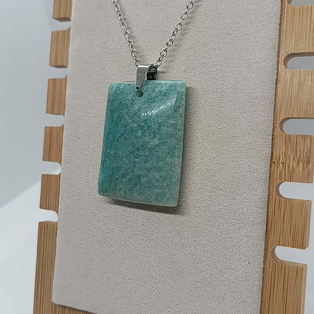 Pendentif rectangle amazonite pierre plate pour méditation