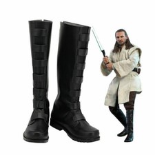 Star Cosplay Wa Boots Shoes Jedi Master Qui Gon jinn Cosplay Halloween/