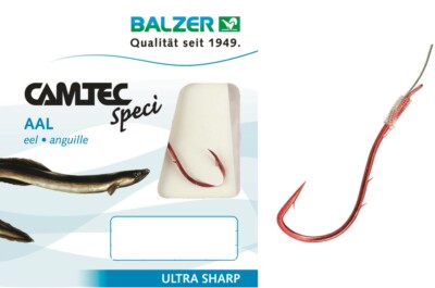 Camtec Speci Aal Haken mit Vorfach 2 Widerhaken Balzer verschiedene Größen