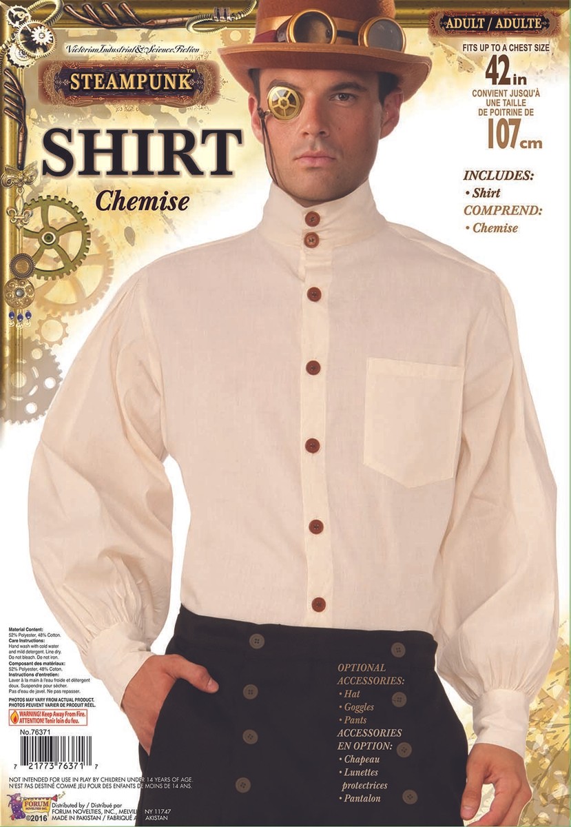 Steampunk Shirt Beige Adult Costume Male Upto Chest 42 Steampunk Shirt Beige Adult Costume Male Upto Chest 42