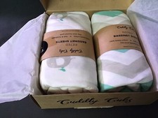 Cuddly Cubs Bassinet Fitted Sheets 2 Pack Snuggly Soft Plush Cotton 15"x 33" NIB