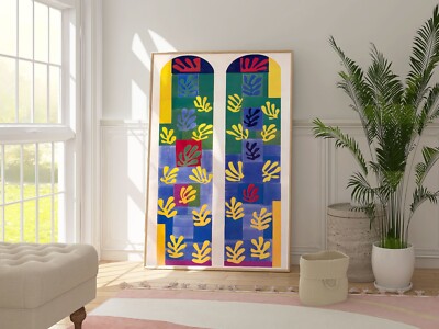 Matisse Buntglas abstraktes Poster, bunte Wohnkunst Dekor, moderne Kunst