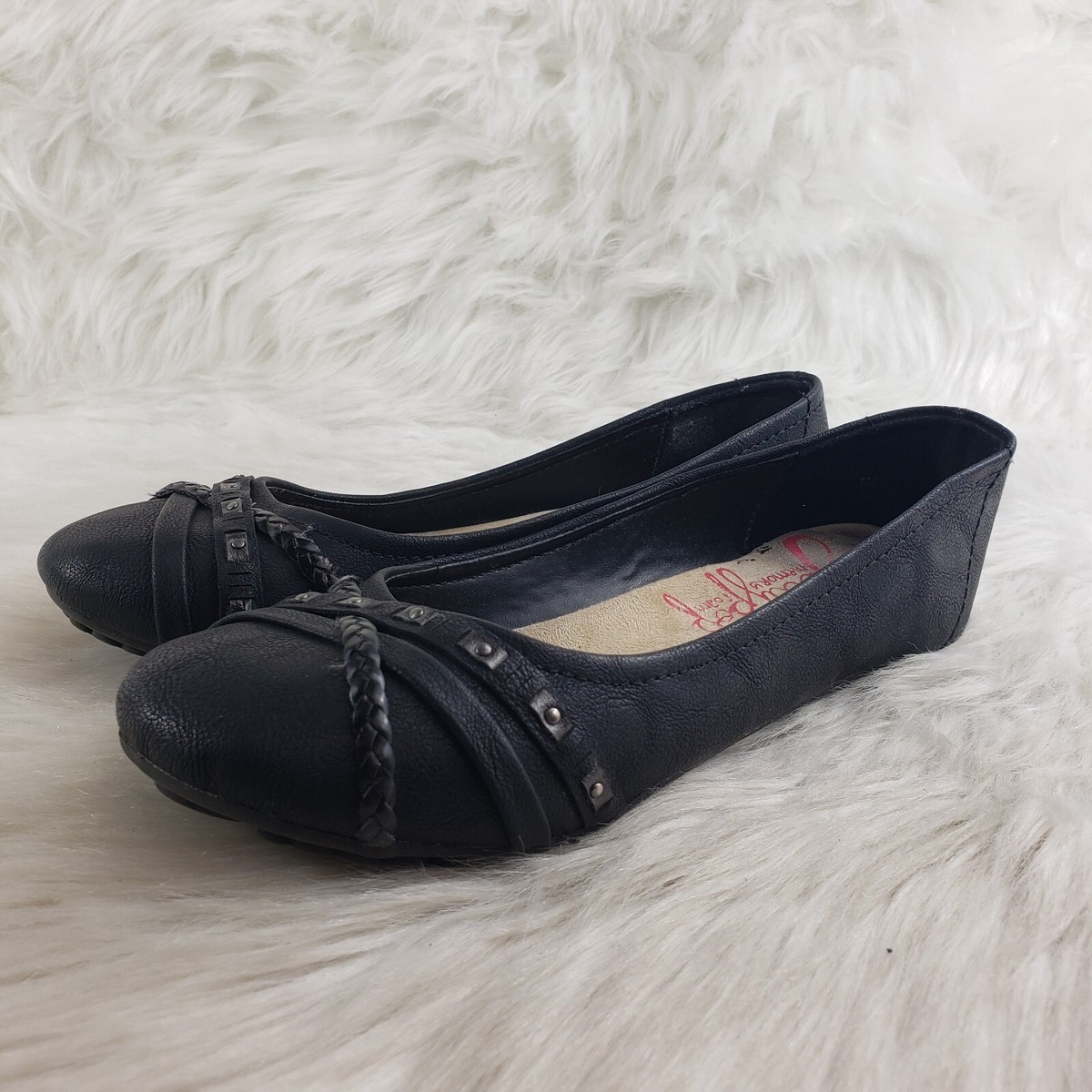 Flat Shoes Jelly Pop Flats JELLYPOP Memory Foam Black Slip On