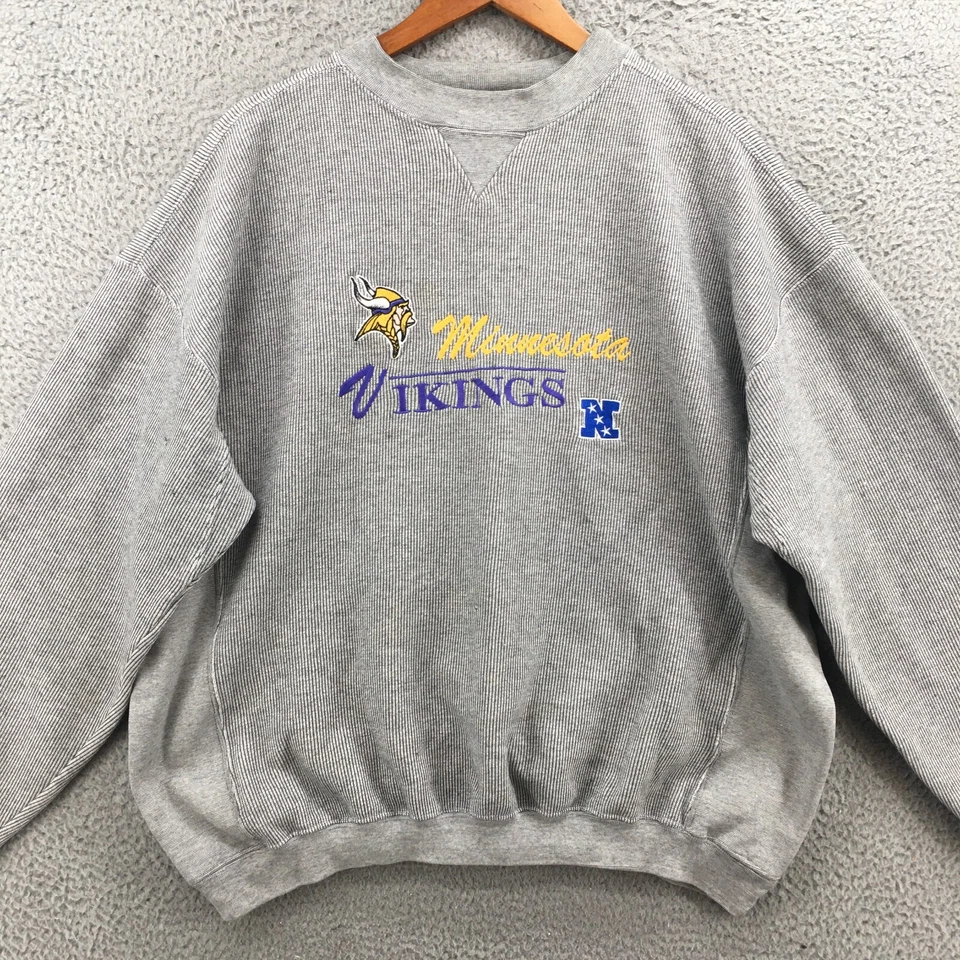 Sudadera con logotipo atlética de Minnesota Vikings para hombre XL gris manga larga pulóver Foto 2 de 4