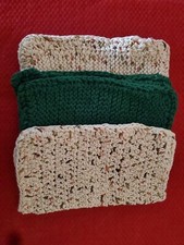 HANDMADE SET OF 3 CROCHET COTTON DISH CLOTHS OR WASH CLOTHS 8.5x8.5 INCHES NEW 