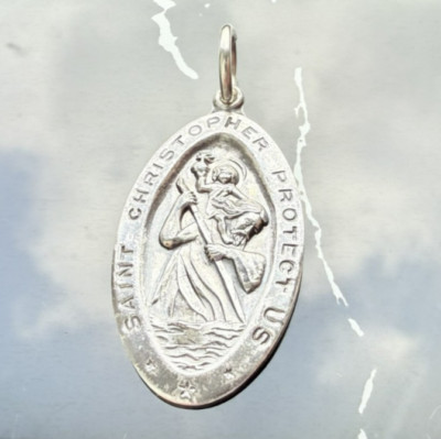 CHAPEL VINTAGE 925 STERLING SILVER SAINT CHRISTOPHER MEDAL PENDANT