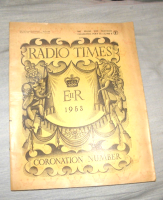 VINTAGE PUBLICATION RADIO TIMES CORONATION OF QUEEN ELIZABETH II