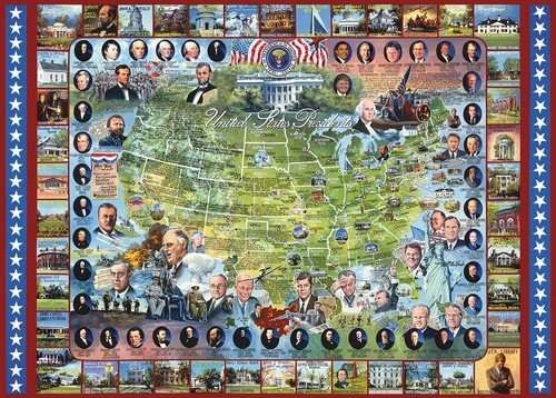 2019 White Mountain 1000 Piece Jigsaw Puzzle US Presidents thru Trump LARGE PC - Picture 2 of 3