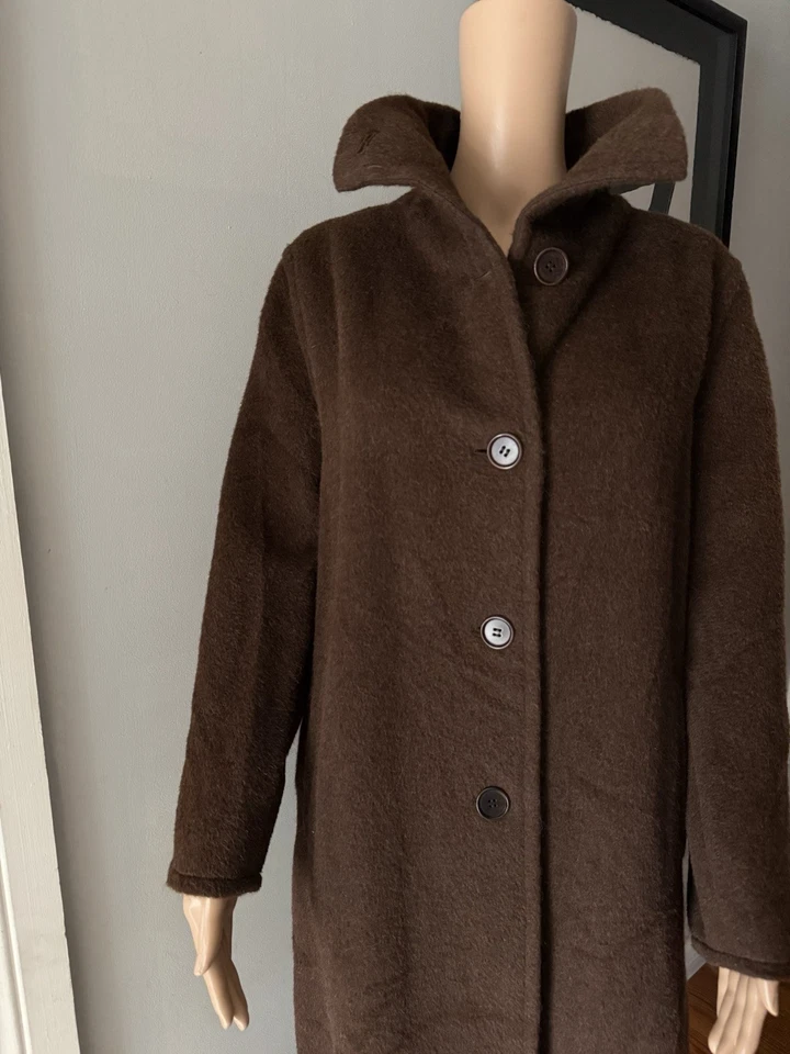 MAX MARA BROWN ALPACA LONG COAT SIZE 4 US Foto 2 de 4