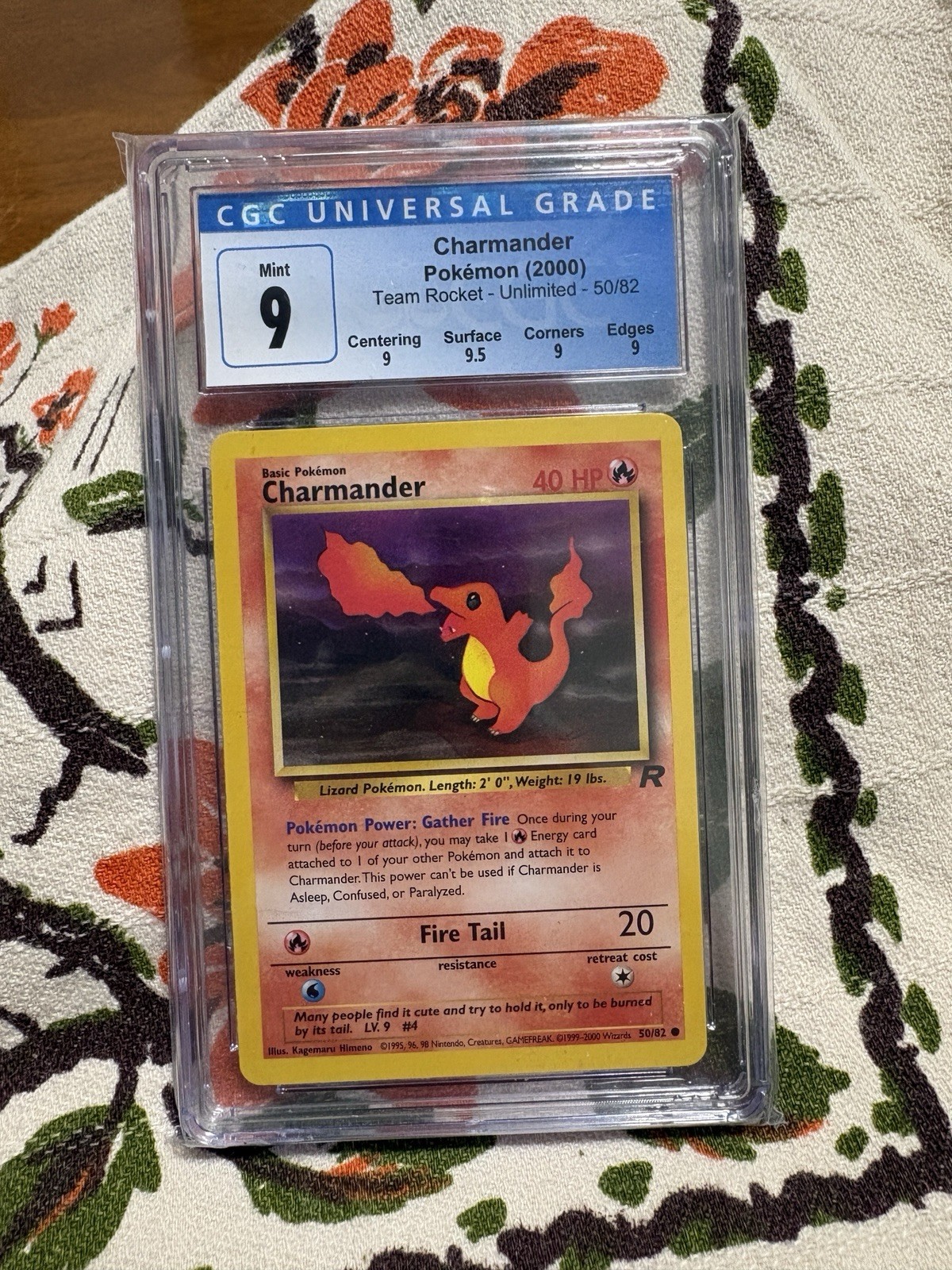 2000 Pokémon TCG Team Rocket Charmander 50/82 Unlimited CGC 9 Mint w/ Subgrades