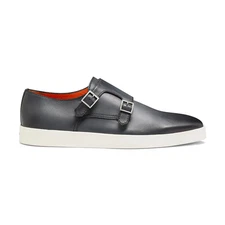 Santoni Men's Bankable-CLBG45 Monk Strap Grey Leather Sneaker Size US 10.5D $790