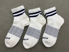3 pairs Women's Bombas Vintage Stripes Quarter Socks Size M 8-10.5 Black White