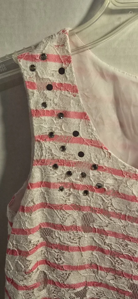 Vestido Justice Girl Verano Ligero Encaje Rosa/Blanco Talla 14 Foto 2 de 4