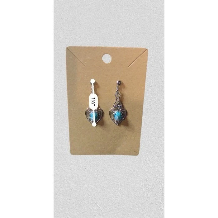 Pendientes colgantes corazón piedra turquesa tono plata Western Boho Foto 4 de 4