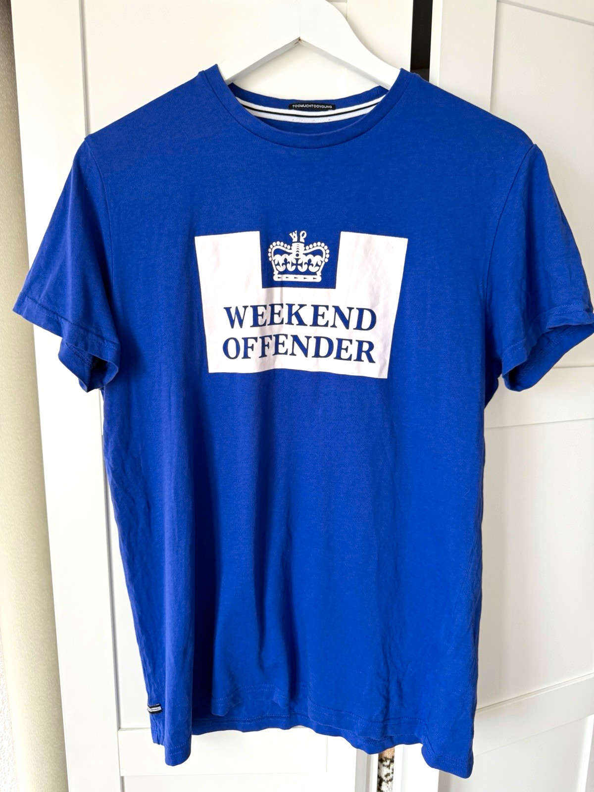Weekend Offender Men's Blue Graphic Logo Crew Neck Short Sleeve T-Shirt Size M