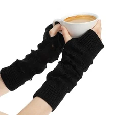Arm Warmers, Black Fingerless Gloves, Y2k Grunge Style with Thumb Hole, Soft 
