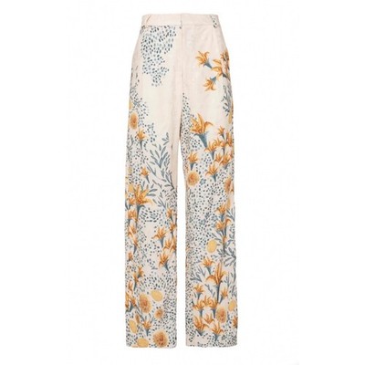 Agua by Agua Bendita Florecer Capullo Floral Wide Leg Trousers Cream Large NWT