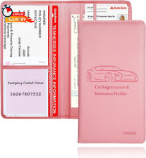 HIIXHC Car Registration and Insurance Card Holder - Leather Vehicle Glove Box Au