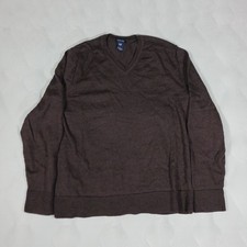 Vintage GAP Sweater Adult Large Brown Knit 100 Wool Merino V Neck 90s Mens