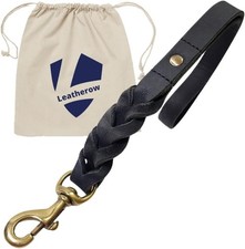 Leather Short Dog Leash 15 Inch - Short Dog Traffic Lead for Large Dogs Train...