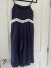 Jenn & Jo navy blue and white trim Spaghetti Strap Romper Size M — photo 3