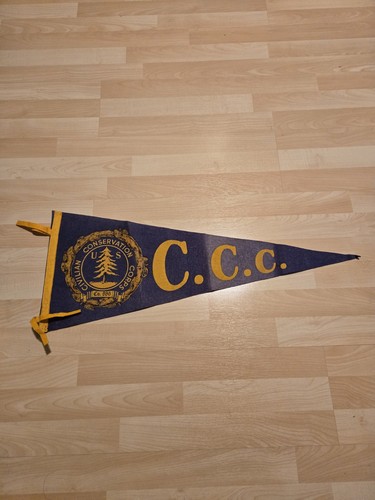 CCC Civilian Conservation Corps Comapny 886 Felt Pennant 1900s Blue Yellow