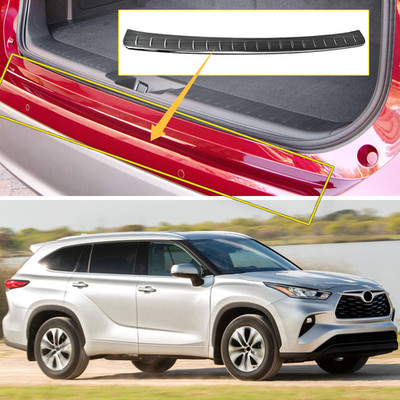Rear Bumper Trunk Guard Cover Trim Black Brushed for Toyota Highlander 2022-2025