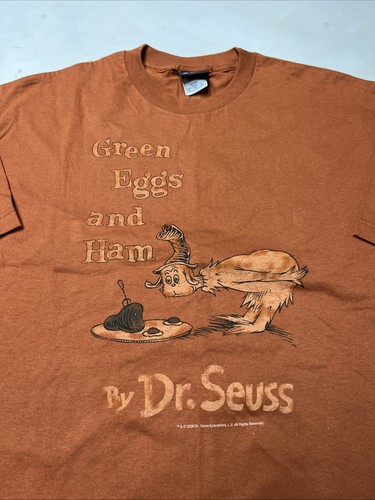 NEW VTG 2006 Dr. Seuss Green Eggs And Ham Burnt Orange Burgundy Shirt Men SZ XL - Picture 2 of 9