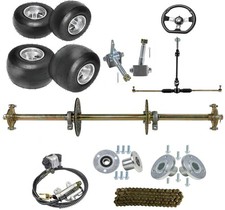 32" Go kart ATV Rear Axle 5" Wheels 11x7.10-5 10x4.50-5 Front Steering Rack Kit