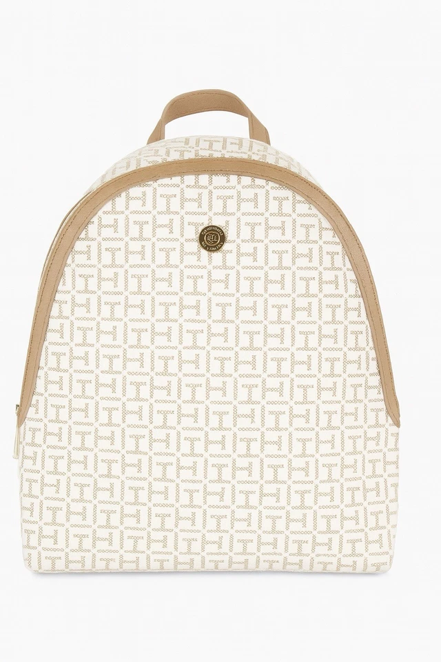 Mochila Tommy Hilfiger Monograma - Beige y Azul Marino - Elegante Bolso de Diseñador Foto 2 de 4