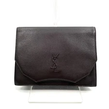 Yves Saint Laurent Clutch Bag  Vintage Dark Brown Saffiano Leather YSL