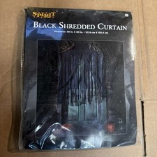 Spirit Halloween Blk Shredded Curtain Decoration 5ft x 4ft Black NEW