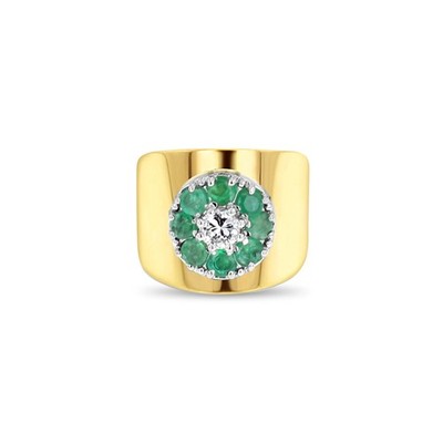 Smaragd & Diamant Halo Ring 14 Karat Gelbgold