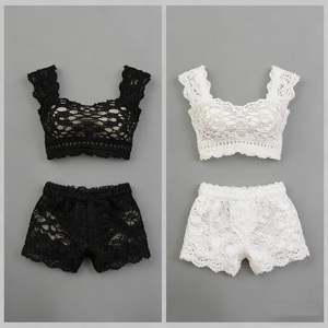 1/6 ropa interior de encaje para muñeca crop top y shorts tejidos para Barbie Blythe
