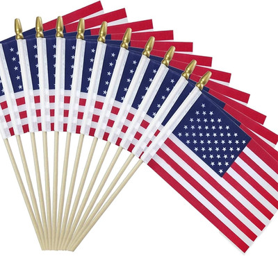 50 Pcs Small American Flags on Stick,Memorial Day 4Th of July Decorations Outdoo