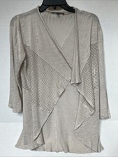 Open Front Lightweight Cardigan Sweater Beige Boho Western Womens Large