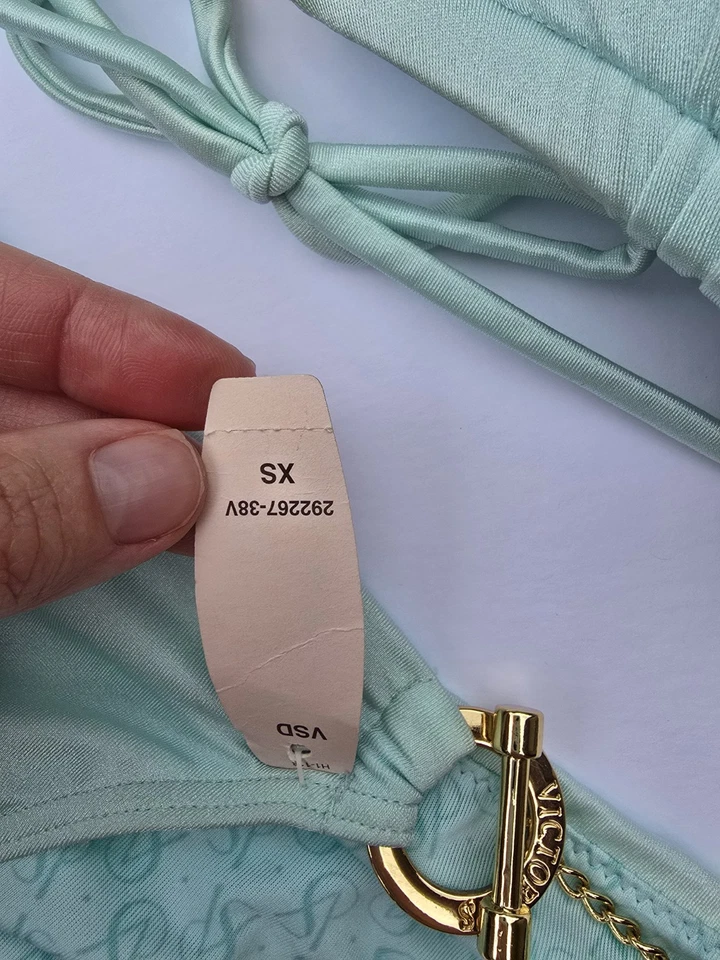Victoria's Secret Raro Triángulo Traje de Baño Push Up Cadenas Bebé Azul S/XS NUEVO SIN ETIQUETAS Foto 4 de 4