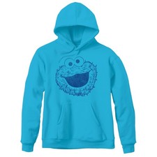 Sesame Street Big Face Cookie Monster Pullover Hoodie XL Blue