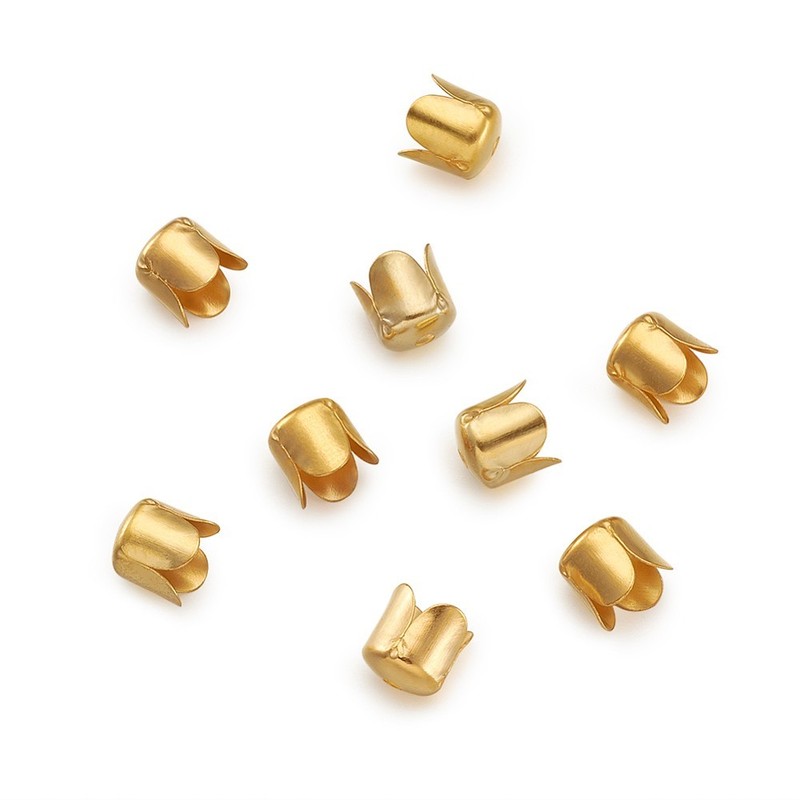 Jewelry Making Findings-Iron Bead Caps, Flower, 4-Petal, Golden   25pcs